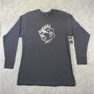 Boarders Skateboard Shirt Mens Medium Black White Long Sleeve Crew Neck
